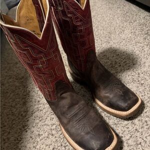 Tony Lama Western Boots - Dark Brown and Deep Red